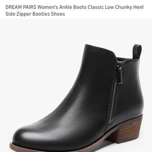 Dream Pairs Women's Black Ankle Booties with Chunky Heel